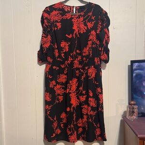 Floral Black and Red Dress Who What Wear 2X